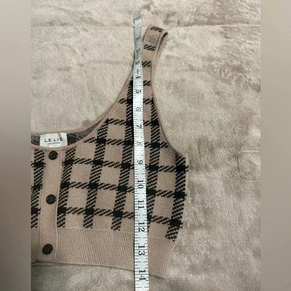 Le Lis Collection Cropped Tank Size Small Sleeveless‎. faux Buttons Plaid Y2K - Picture 4 of 6